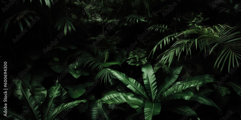 Deep tropical jungles. Dense forest landscape. Generative AI