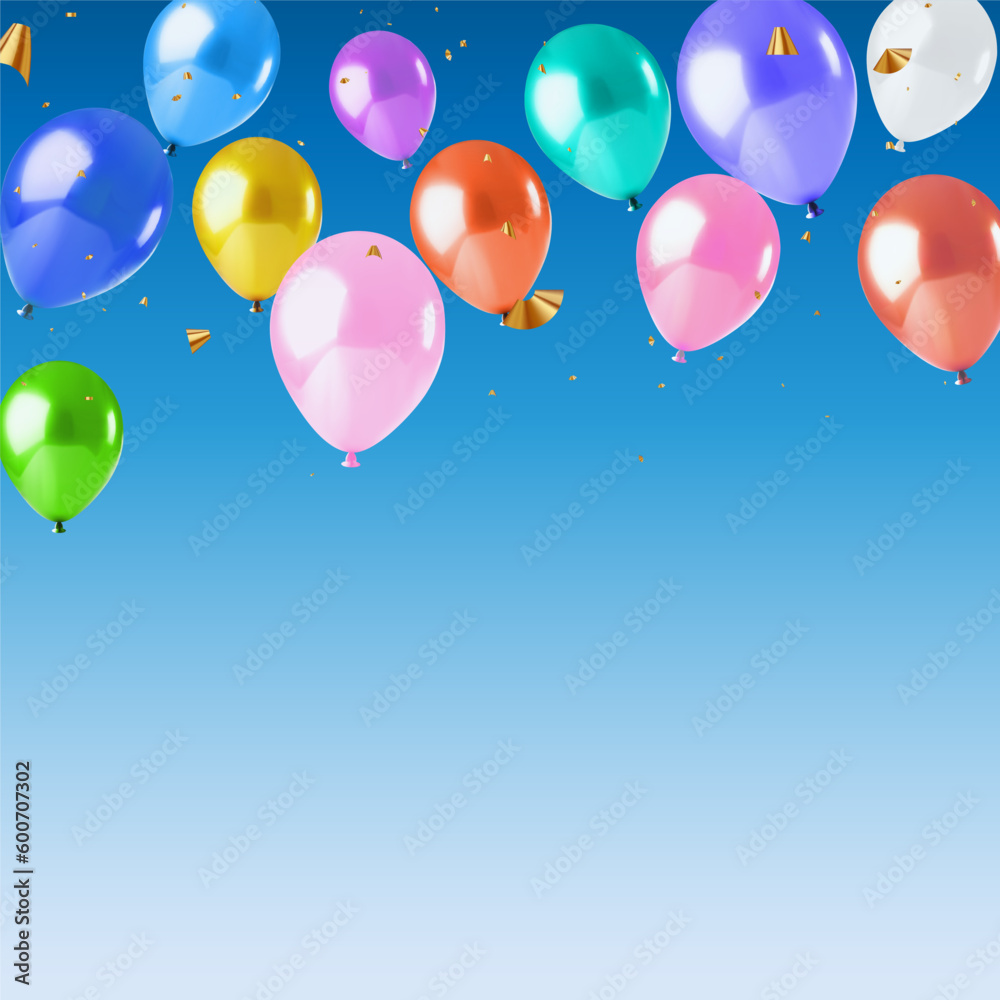 Colorful balloons on blue background. Vector Illustration