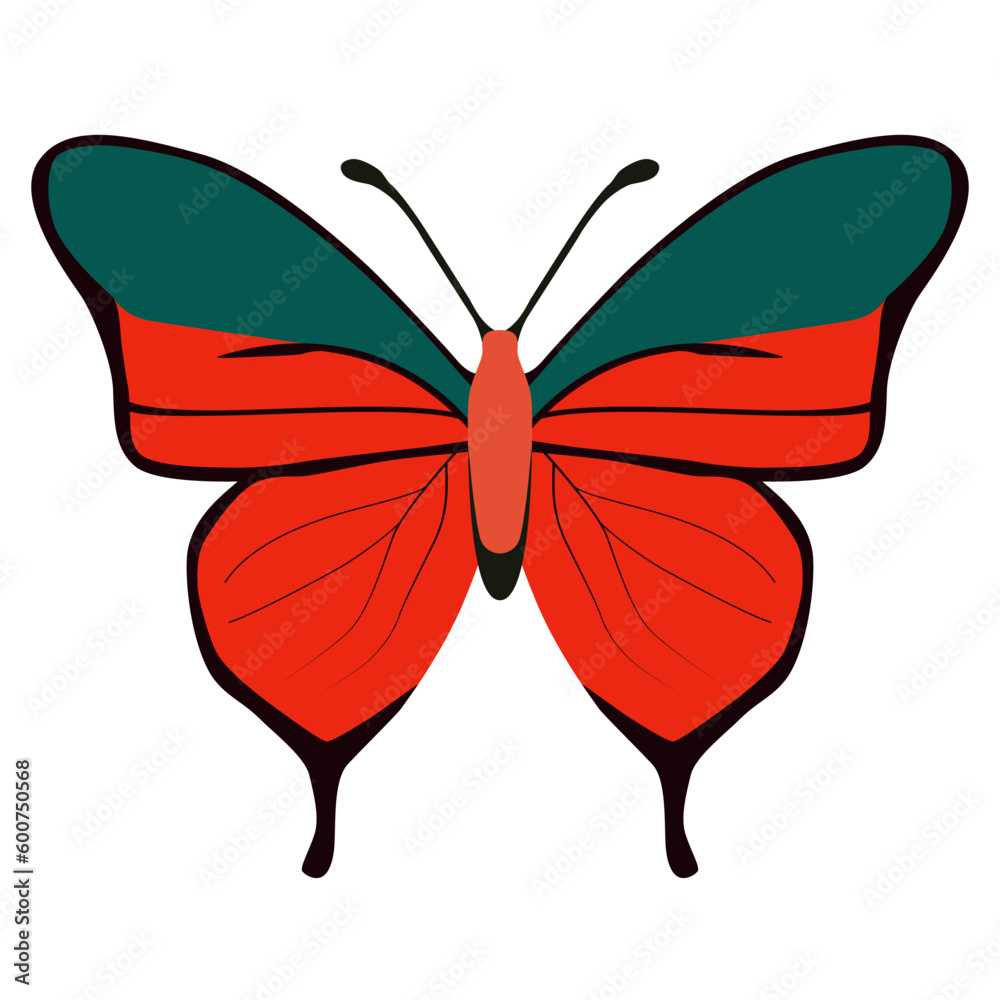 Butterfly simple icon on white. Vector Illustration. EPS10