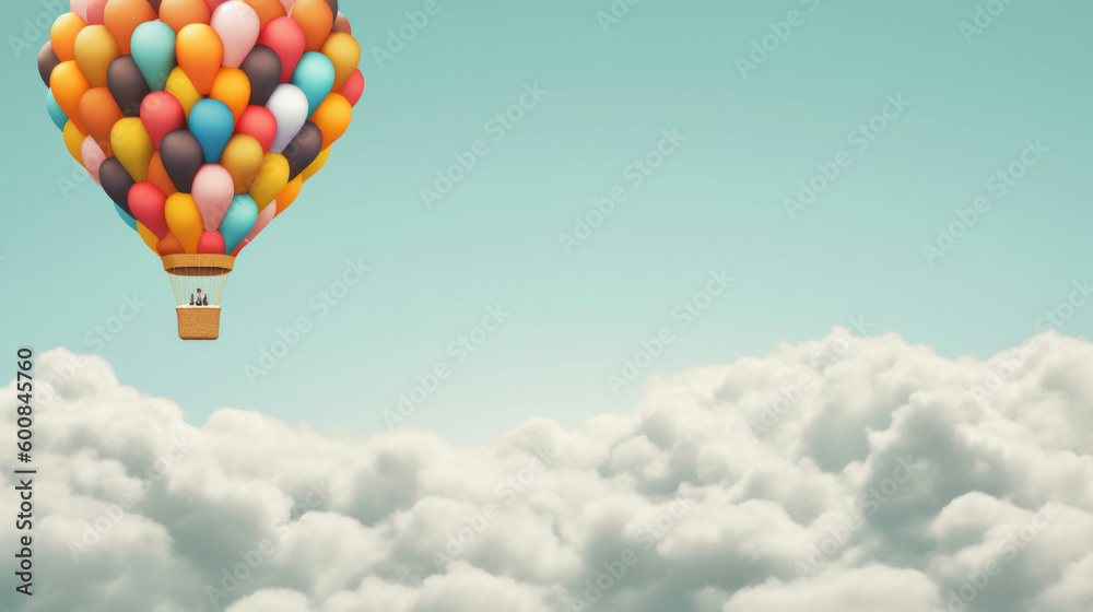 Hot air balloon background. Illustration AI Generative.