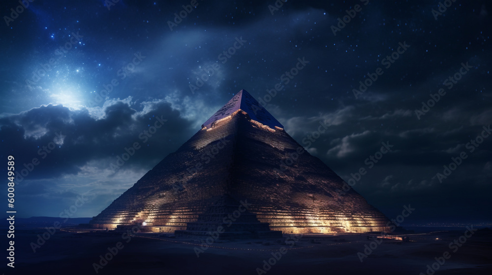 Magical pyramid. Illustration AI Generative.