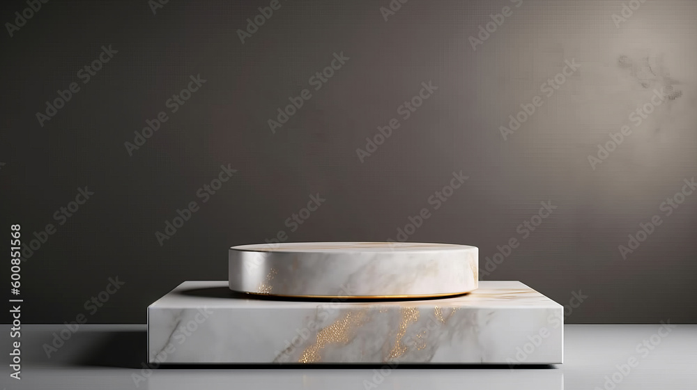 Marble display podium background. Illustration AI Generative