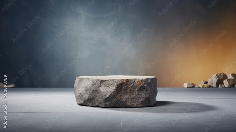 Rock stone podium background. Illustration AI Generative