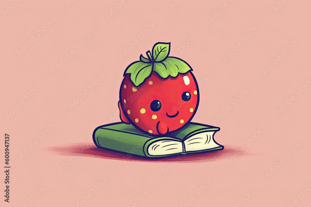 Strawberry Resting on an Open Boo Generative AI