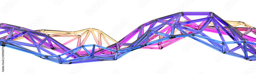 Colorful glass structure, 3d render