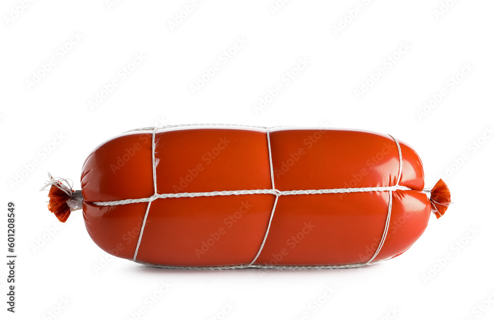 Tasty boiled sausage isolated on white background