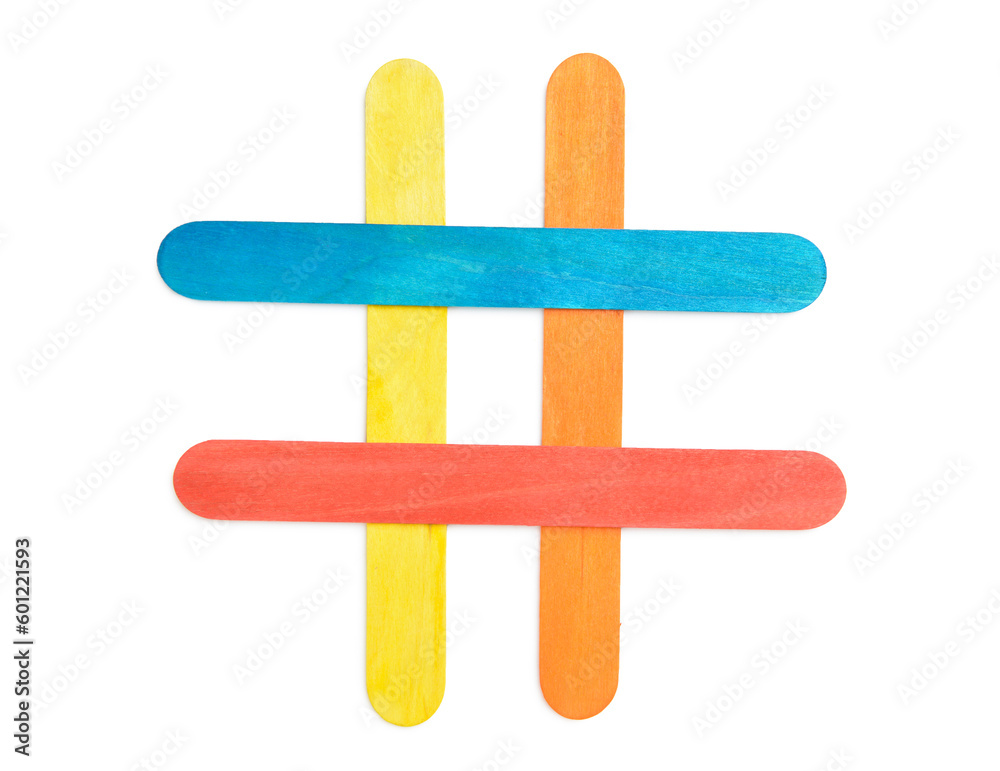 Colorful ice cream sticks on white background