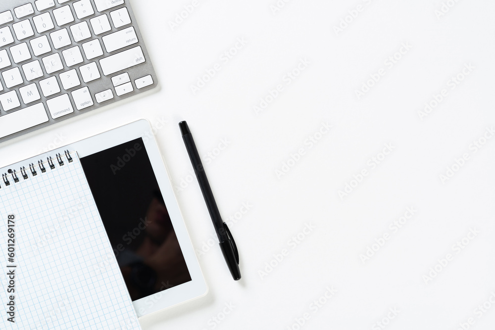 Top view of modern technology working place