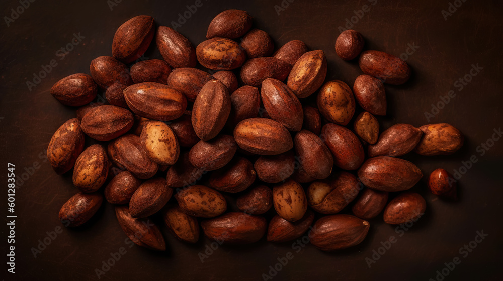 Dried Kola Nuts background. Food backdrop. Generative AI