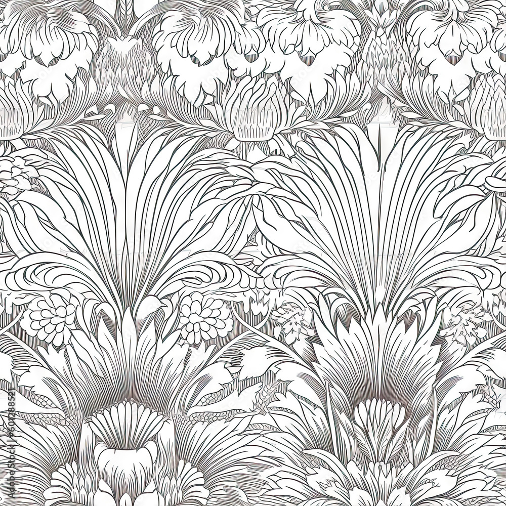 Gerbera flower seamless pattern. Floral seamless background. Generative AI