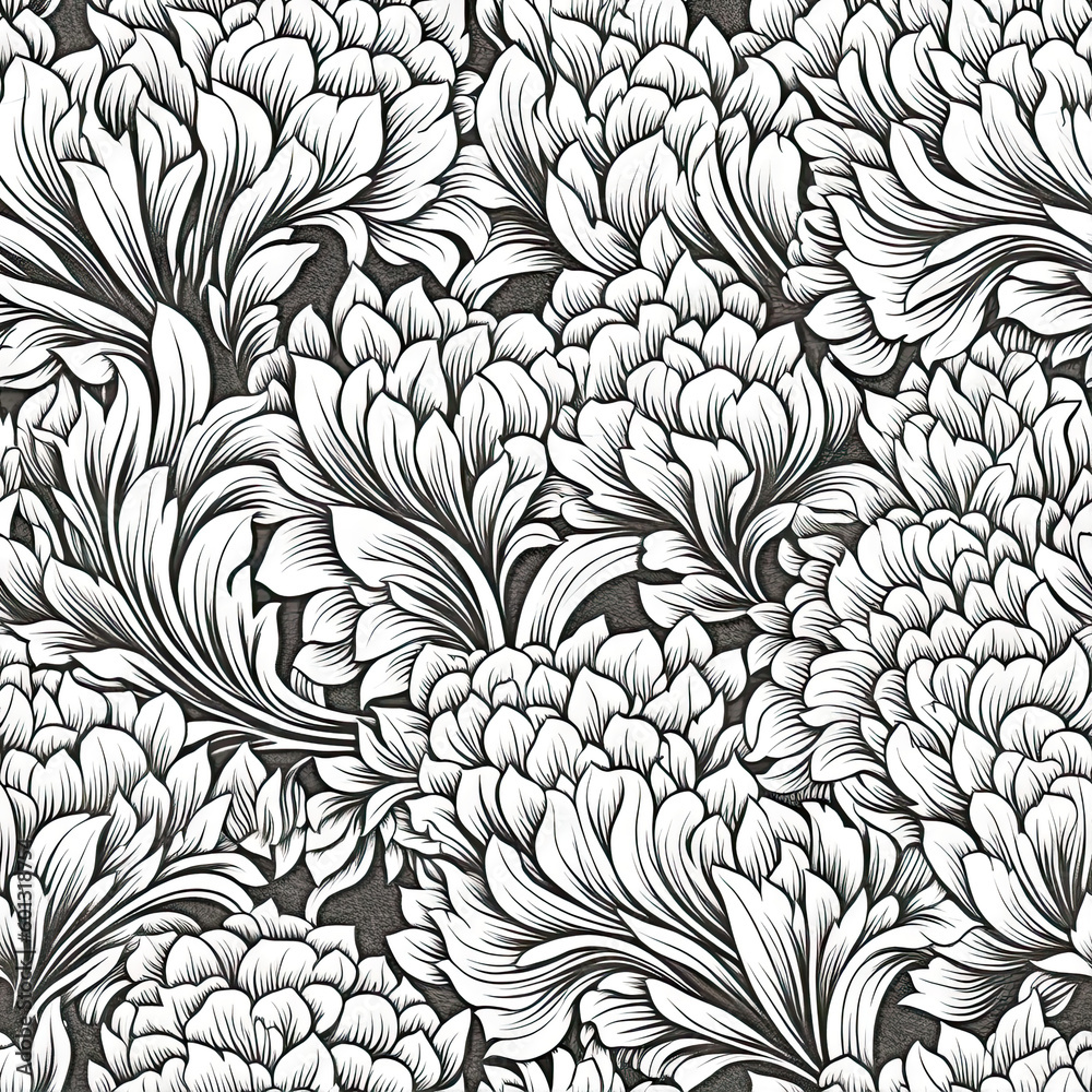 Carnation flower seamless pattern. Floral seamless background. Generative AI