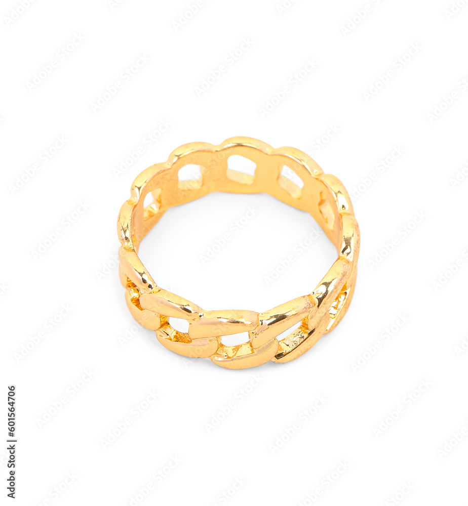 Braided chain ring isolated on white background