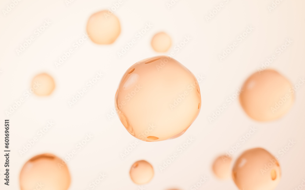 Golden water drop background, 3d rendering.