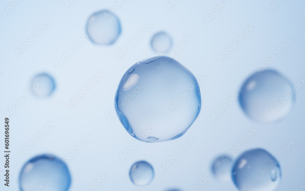 Blue water drop background, 3d rendering.