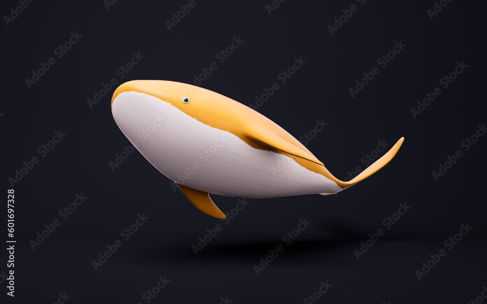 Whale with cartoon style, 3d rendering.