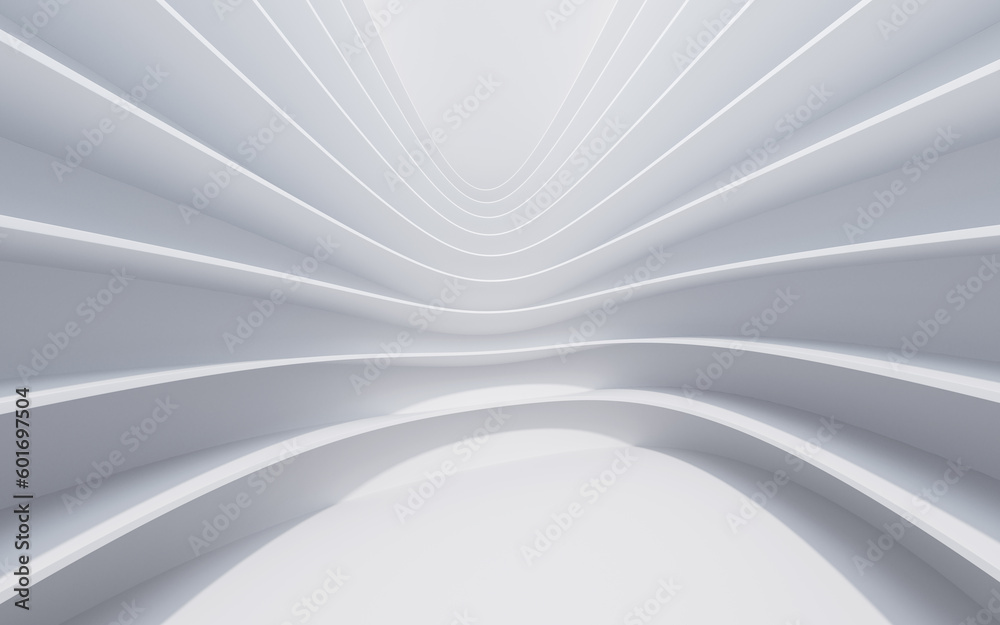 Abstract white curve geometry background, 3d rendering.