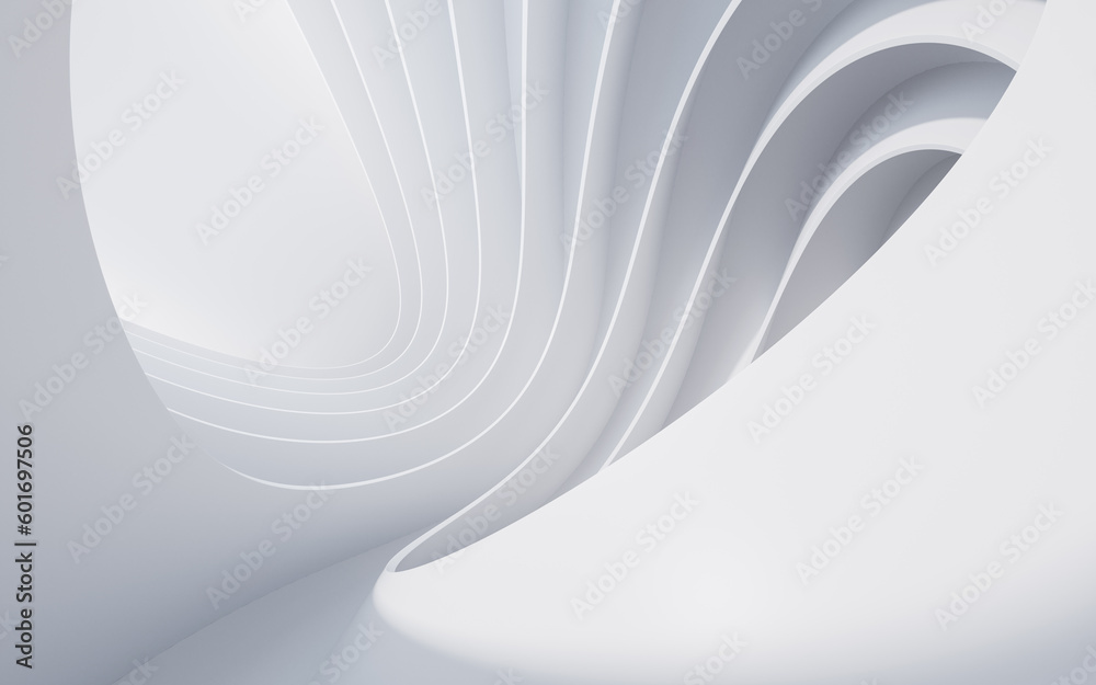 Abstract white curve geometry background, 3d rendering.