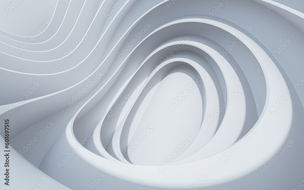 Abstract white curve geometry background, 3d rendering.