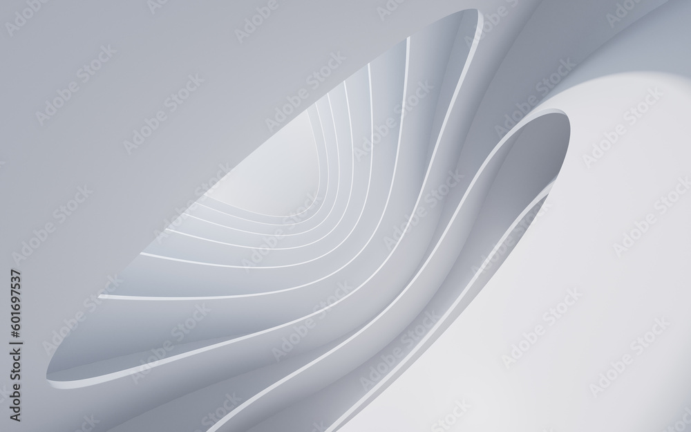 Abstract white curve geometry background, 3d rendering.