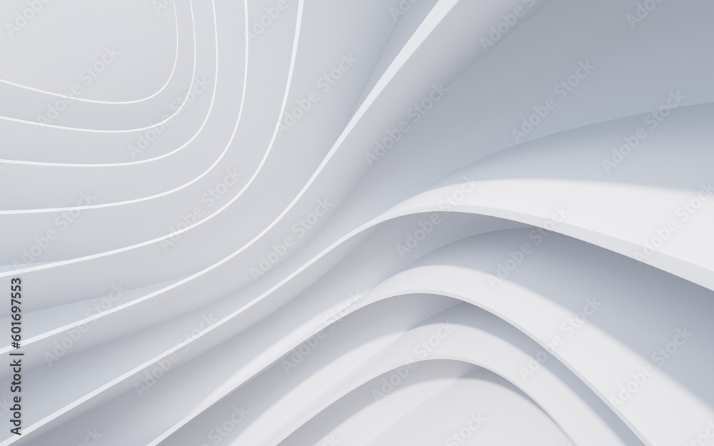 Abstract white curve geometry background, 3d rendering.