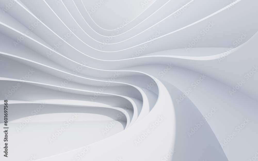 Abstract white curve geometry background, 3d rendering.