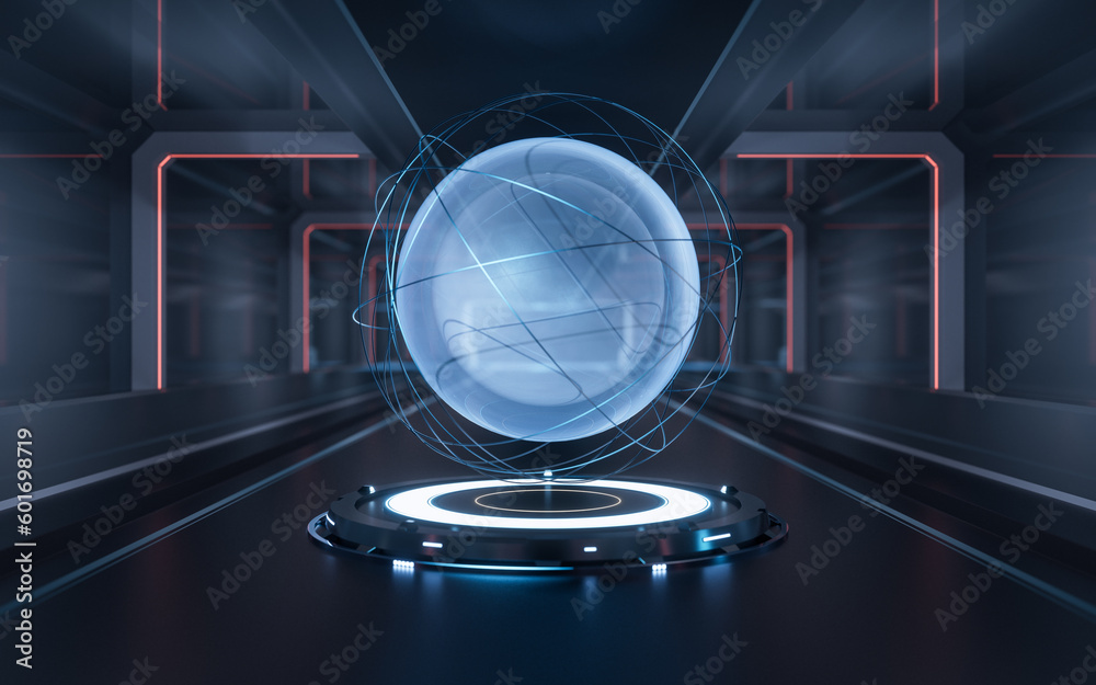 Digital sphere with technology background, 3d rendering.