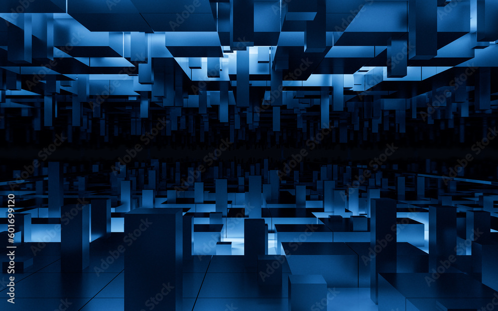 Digital cubes with cyberspace background, 3d rendering.