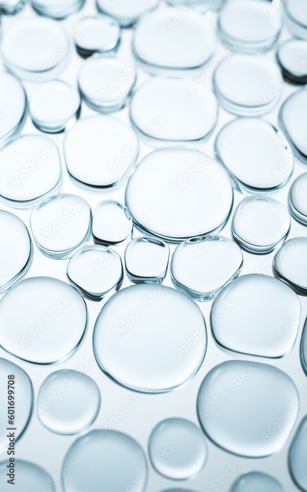 Transparent glass bubbles background, 3d rendering.