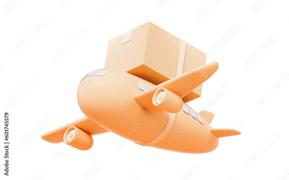 Plane and transportation with cartoon style, 3d rendering.