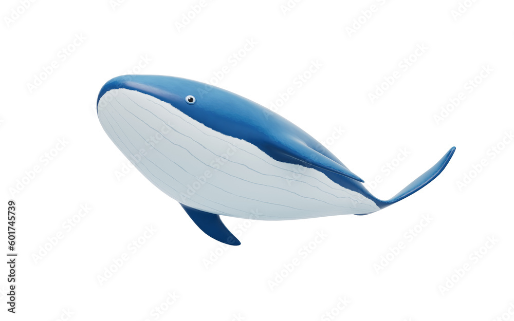 Whale with cartoon style, 3d rendering.