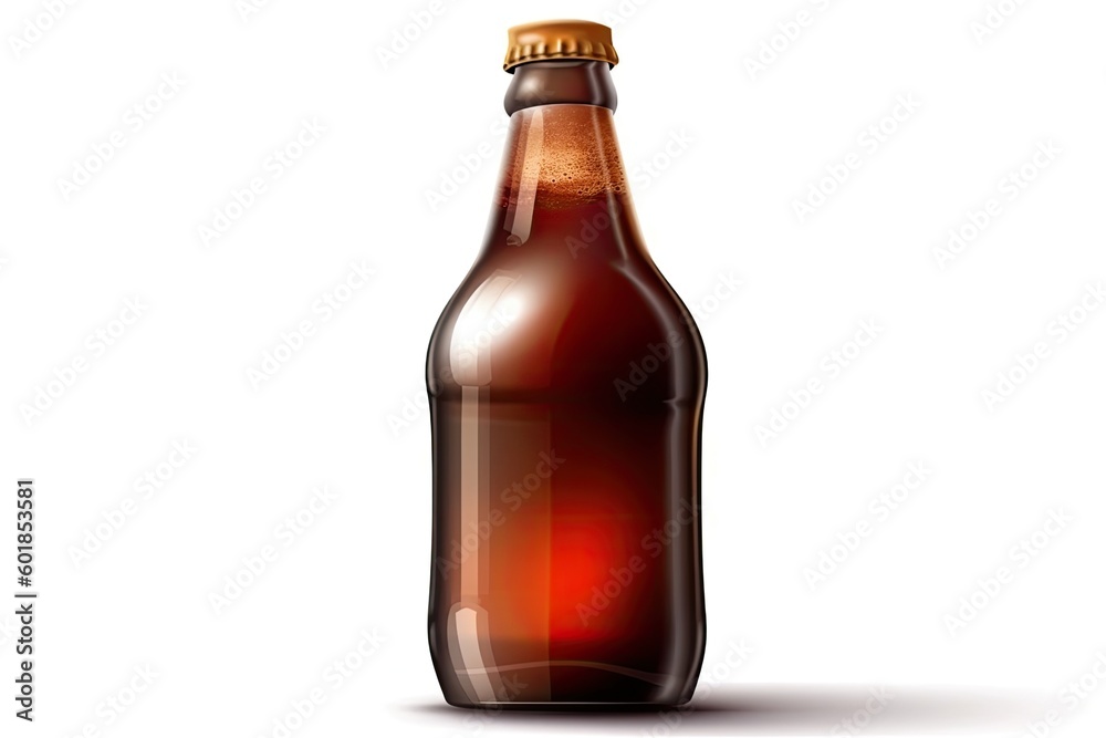 brown beer bottle with a matching cap on top Generative AI