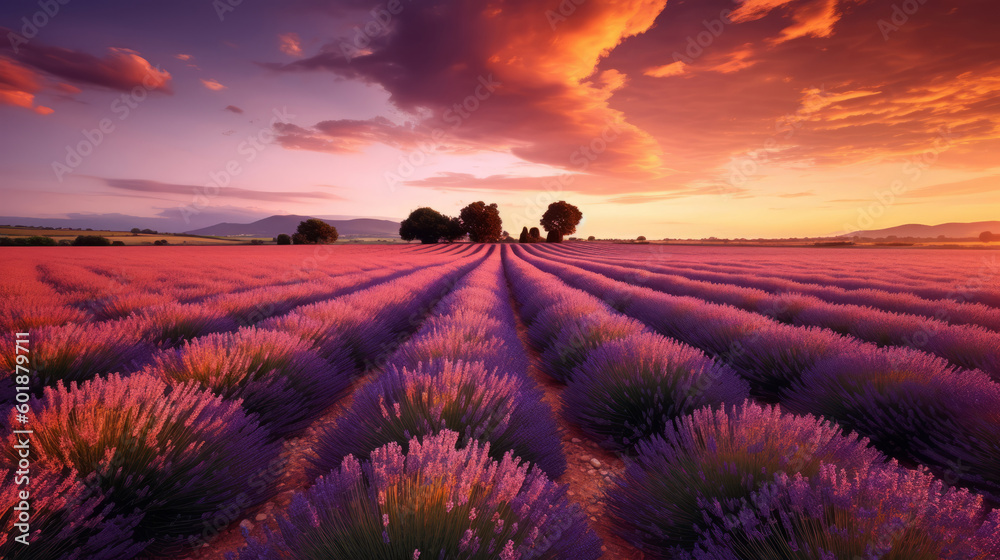 Lavender field. Illustration AI Generative.