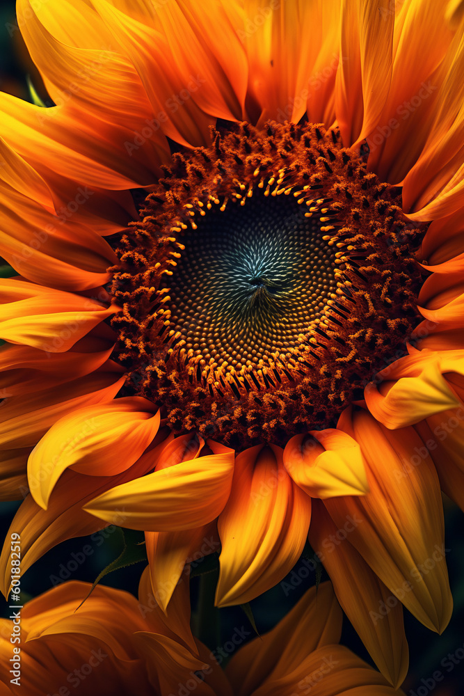 Sunflower background. Illustration AI Generative