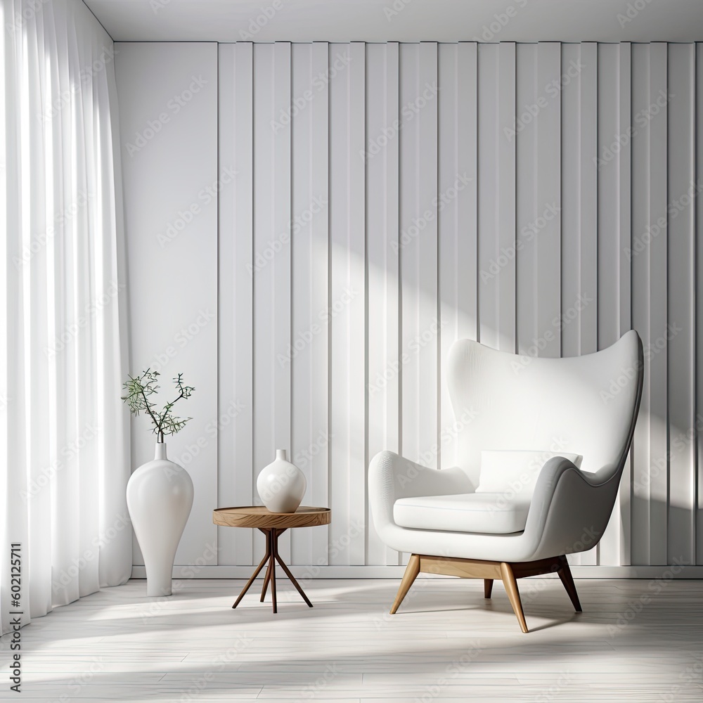 White wall interior living room have sofa and decoration minimal,3d rendering,Generative, AI, Illust