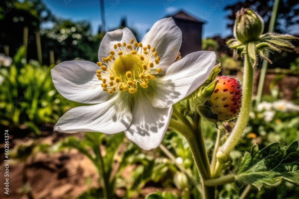 beautiful white flower with a vibrant yellow center Generative AI