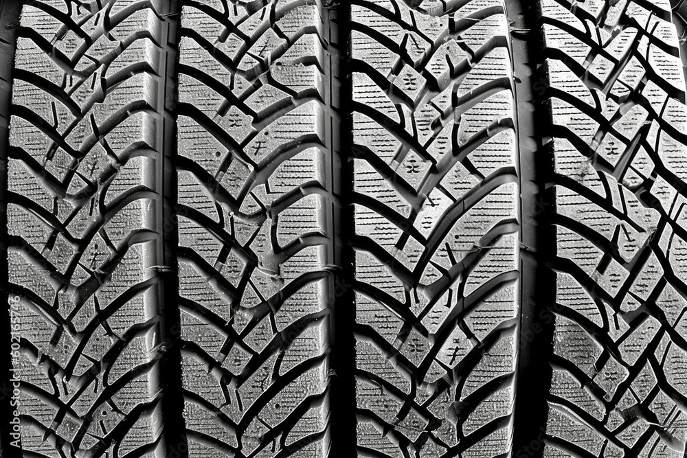 close-up view of a tire on a plain white background Generative AI