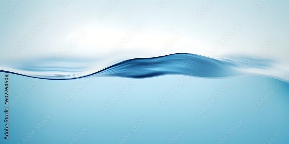 Beautiful natural light blue background with the texture of a light wave on the water. AI generated.