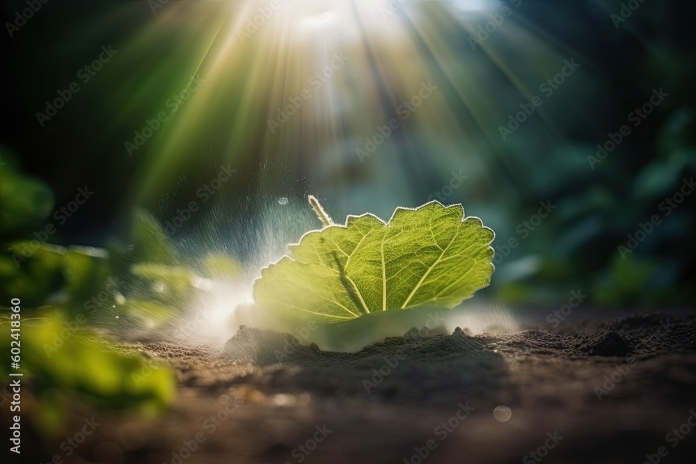 green leaf emerging from the soil Generative AI