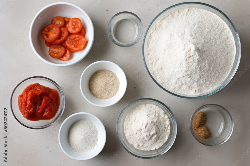 table filled with various types of food in bowls Generative AI