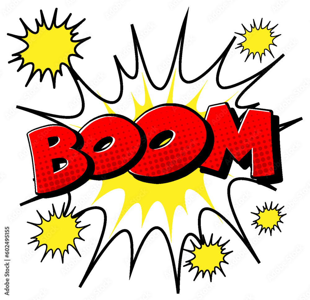 Boom retro comic speech bubble and effect in pop art style