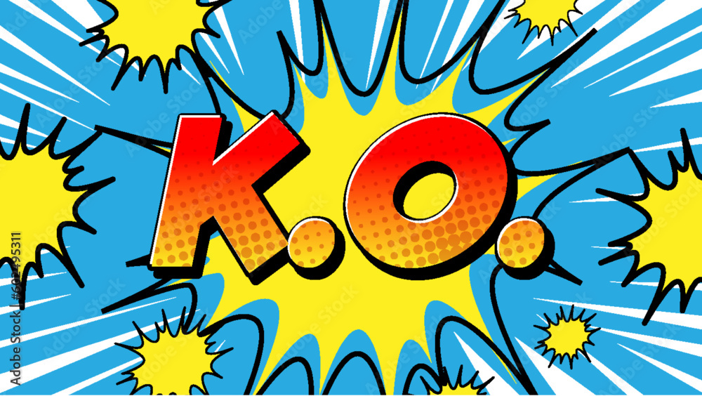 KO retro comic speech bubble and effect in pop art style