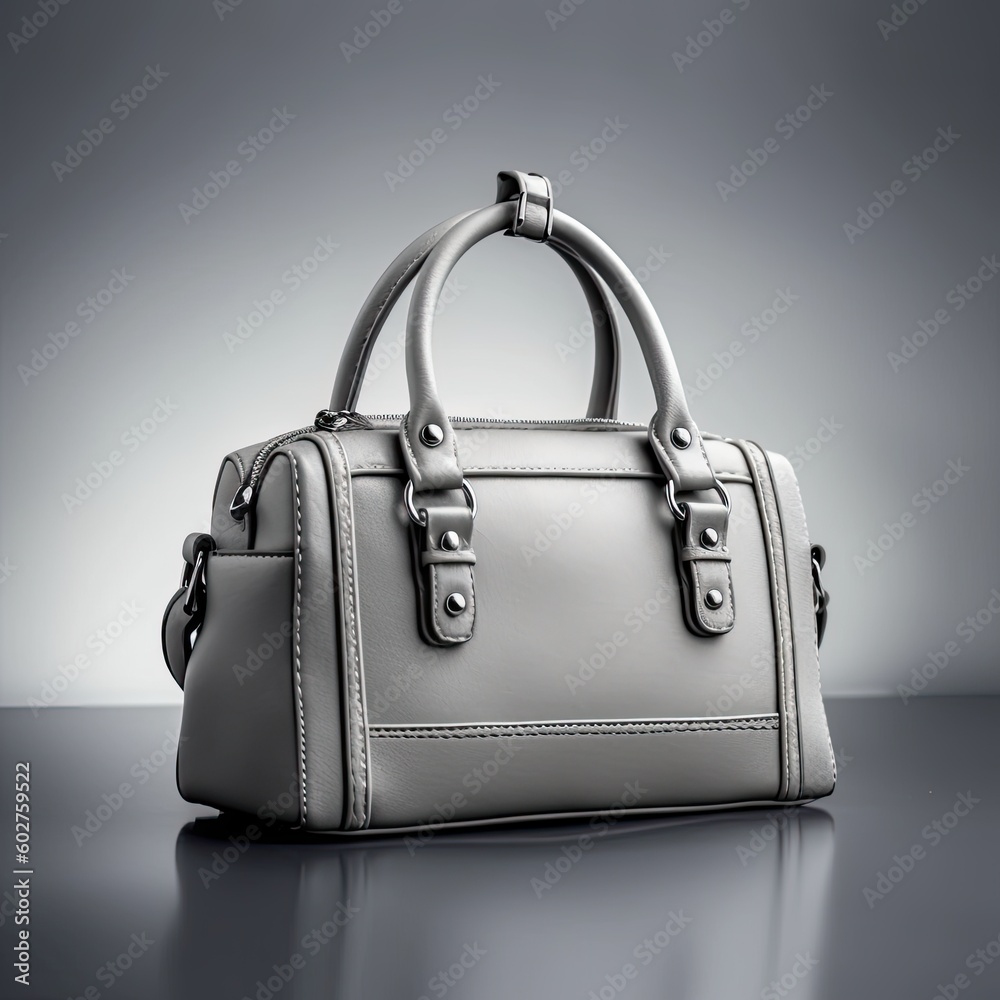 Beautiful handbag women gray,Handbag isolated over white background,AI generated.