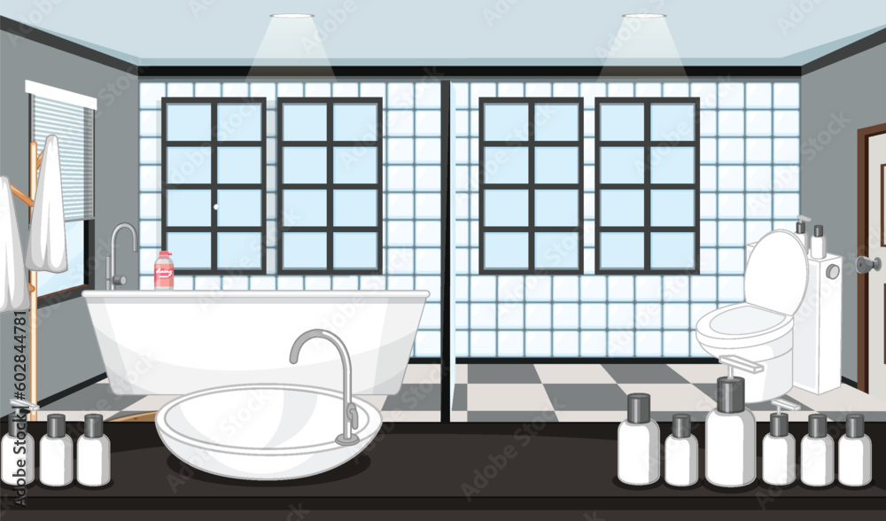 Empty bathroom background with bathtub