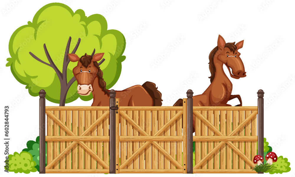 Domestic Horse in Fence Vector