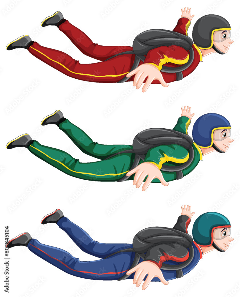 Set of skydiver isolated