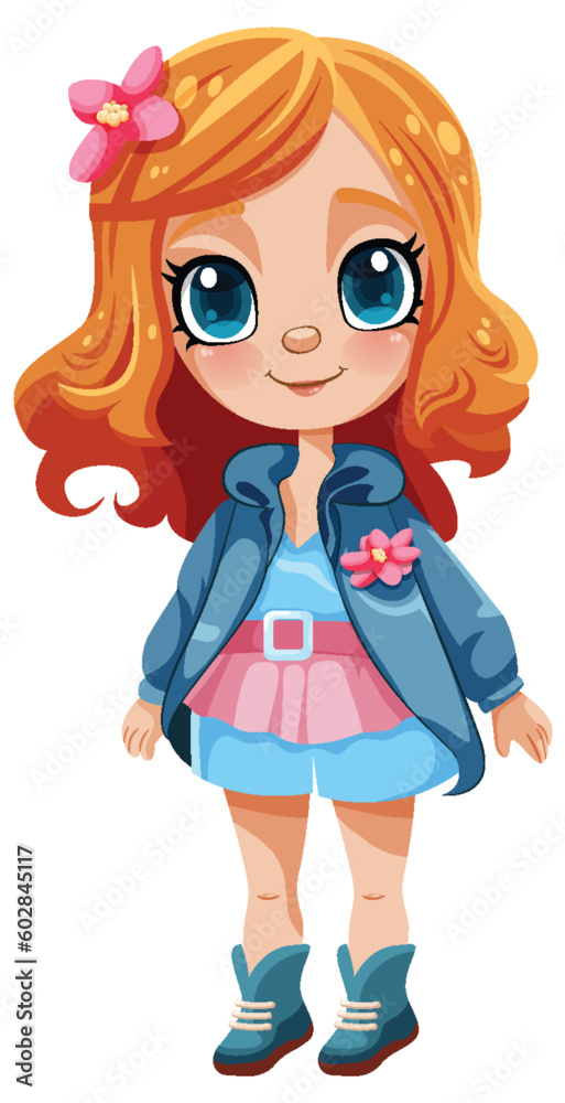 Adorable Girl with Big Eyes and Orange Hair