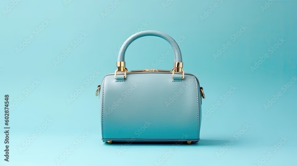 Blue leather Womens handbag,Beautiful elegance and luxury,AI generated.