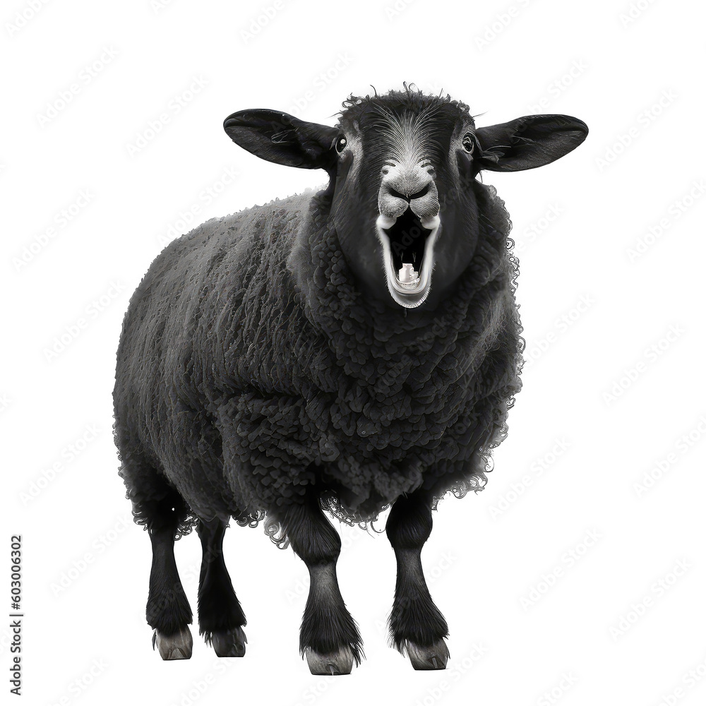 black sheep on a transparant background, PNG, Generative Ai