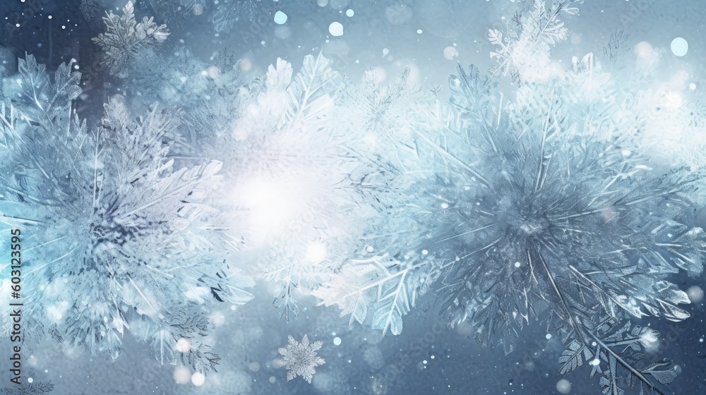 Macro snowflake background. Illustration AI Generative.