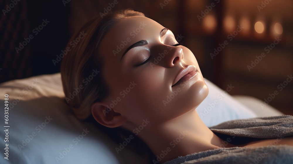 Young woman in spa. Illustration AI Generative.